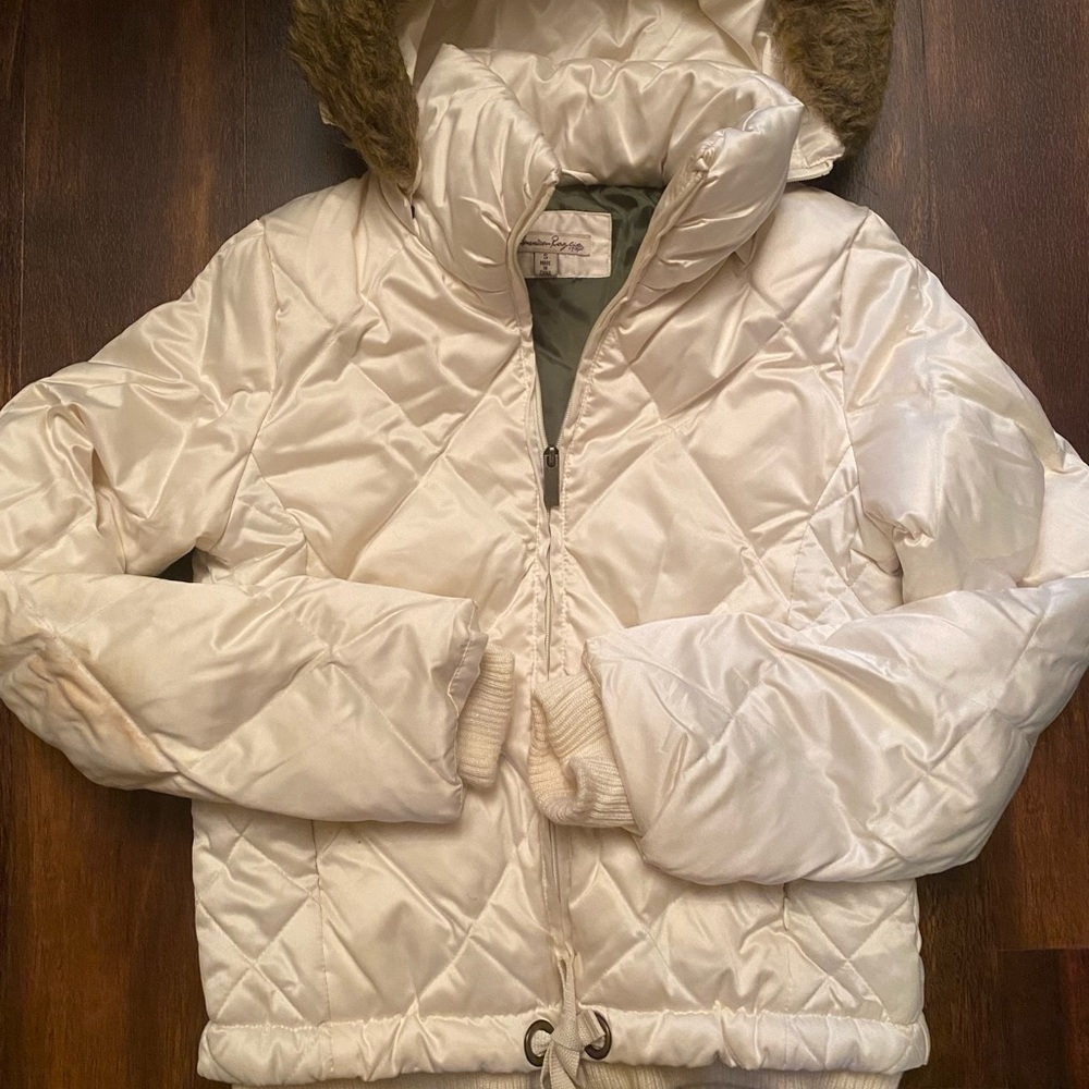 American Rag Quilted Puffer Jacket w/Zipper Hood